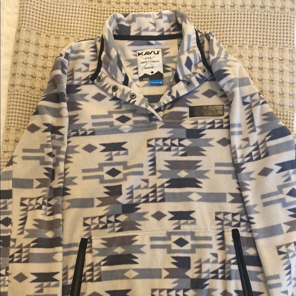 KAVU fleece Geometric Pattern Pullover